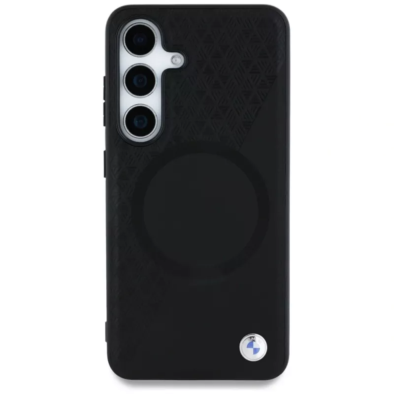 BMW Leather Half Textured MagSafe Case for Samsung Galaxy S25 Black