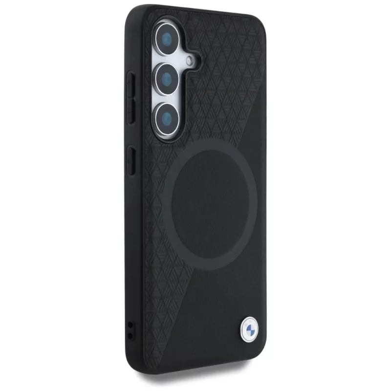 BMW Leather Half Textured MagSafe Case for Samsung Galaxy S25 Black