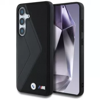 BMW Leather Oversized Stripes MagSafe Case for Samsung Galaxy S25 Black