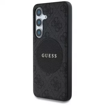 Guess 4G Round Patch Classic Logo MagSafe Dėklas Samsung Galaxy S25+ (Juodas)