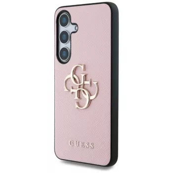 Guess Grained Big 4G Logo Small Classic Logo Dėklas Samsung Galaxy S25 Plus, Rožinis