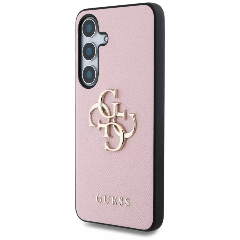 Guess Grained Big 4G Logo Small Classic Logo Dėklas Samsung Galaxy S25 Plus, Rožinis