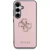 Guess Grained Big 4G Logo Small Classic Logo Dėklas Samsung Galaxy S25 Plus, Rožinis