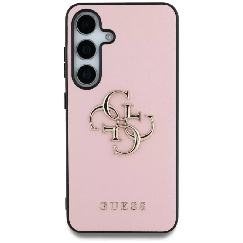 Guess Grained Big 4G Logo Small Classic Logo Dėklas Samsung Galaxy S25 Plus, Rožinis
