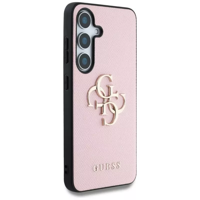 Guess Grained Big 4G Logo Small Classic Logo Dėklas Samsung Galaxy S25 Plus, Rožinis