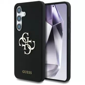 Guess Silicone Big 4G Logo Bottom Script Dėklas Samsung Galaxy S25, Juodas