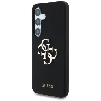 Guess Silicone Big 4G Logo Bottom Script Dėklas Samsung Galaxy S25, Juodas