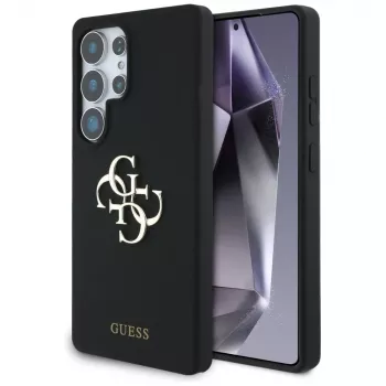 Guess Silicone Big 4G Logo Bottom Script Dėklas Samsung Galaxy S25 Ultra - Juodas
