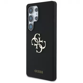 Guess Silicone Big 4G Logo Bottom Script Dėklas Samsung Galaxy S25 Ultra - Juodas