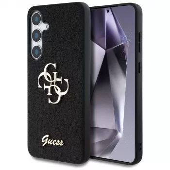 Guess Fixed Glitter Big 4G Metal Logo Dėklas Samsung Galaxy S25+ (Juodas)