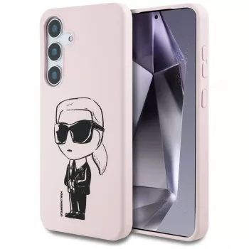 KARL LAGERFELD Silicone Graffiti Ikonik Printed Logo MagSafe Case for Samsung Galaxy S25 - Pink