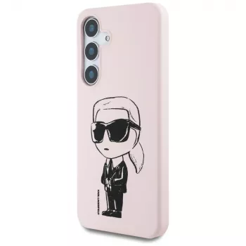 KARL LAGERFELD Silicone Graffiti Ikonik Printed Logo MagSafe Case for Samsung Galaxy S25 - Pink
