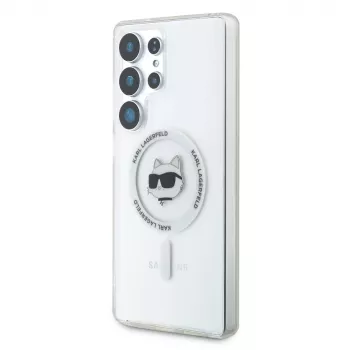Karl Lagerfeld Button Choupette Head Printed Logo MagSafe Case for Samsung Galaxy S25 Ultra White