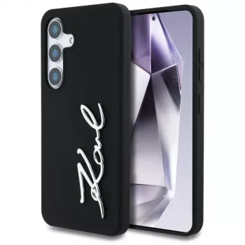 KARL LAGERFELD Silicone Metal Signature Logo Case, Samsung Galaxy S25, Juoda