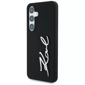 KARL LAGERFELD Silicone Metal Signature Logo Case, Samsung Galaxy S25, Juoda