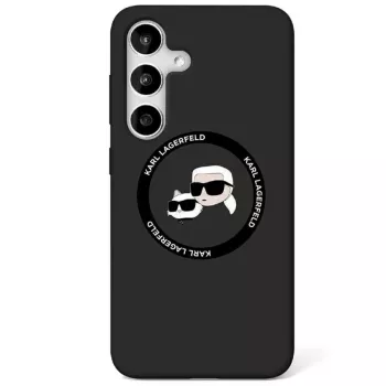 Karl Lagerfeld Silicone DoubleHeads And Circle MagSafe Case for Samsung Galaxy S25, Black