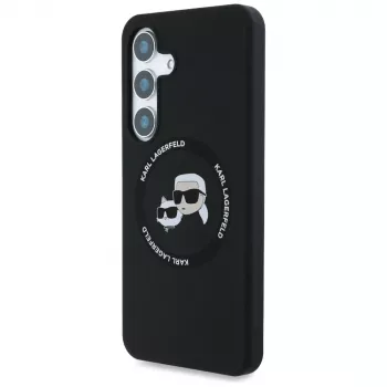 KARL LAGERFELD Silicone DoubleHeads & Circle MagSafe Dėklas Samsung Galaxy S25+ - Juodas