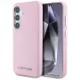 Karl Lagerfeld Saffiano FullWrapped Elongated Metal Logo MagSafe Dėklas Samsung Galaxy S25 Rožinis