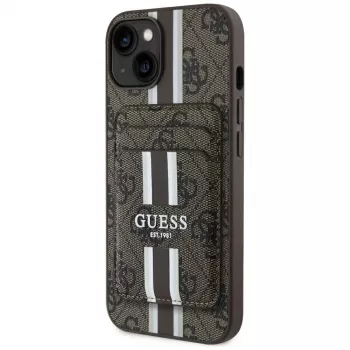 Guess 4G Stripes Wallet Case su Magsafe, iPhone 15, Ruda