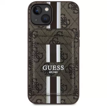 Guess 4G Stripes Wallet Case su Magsafe, iPhone 15, Ruda