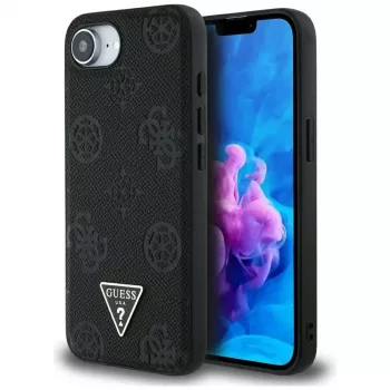 Guess Grained Hot Stamp Peony Triangle Logo MagSafe Case for iPhone 16e (Juoda)