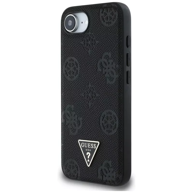 Guess Grained Hot Stamp Peony Triangle Logo MagSafe Case for iPhone 16e (Juoda)