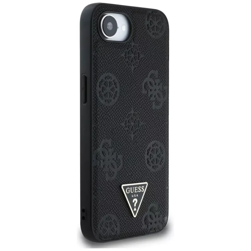 Guess Grained Hot Stamp Peony Triangle Logo MagSafe Case for iPhone 16e (Juoda)