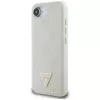Guess Grained Hot Stamp Peony Triangle Logo MagSafe Dėklas, skirtas iPhone 16e (Smėlio spalvos)