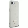 Guess Grained Hot Stamp Peony Triangle Logo MagSafe Dėklas, skirtas iPhone 16e (Smėlio spalvos)