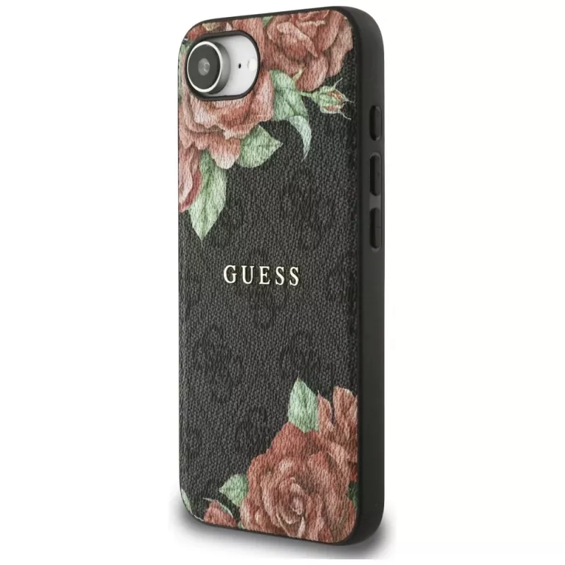 Guess 4G Flowers Print MagSafe Case for iPhone 16e / 17e Black