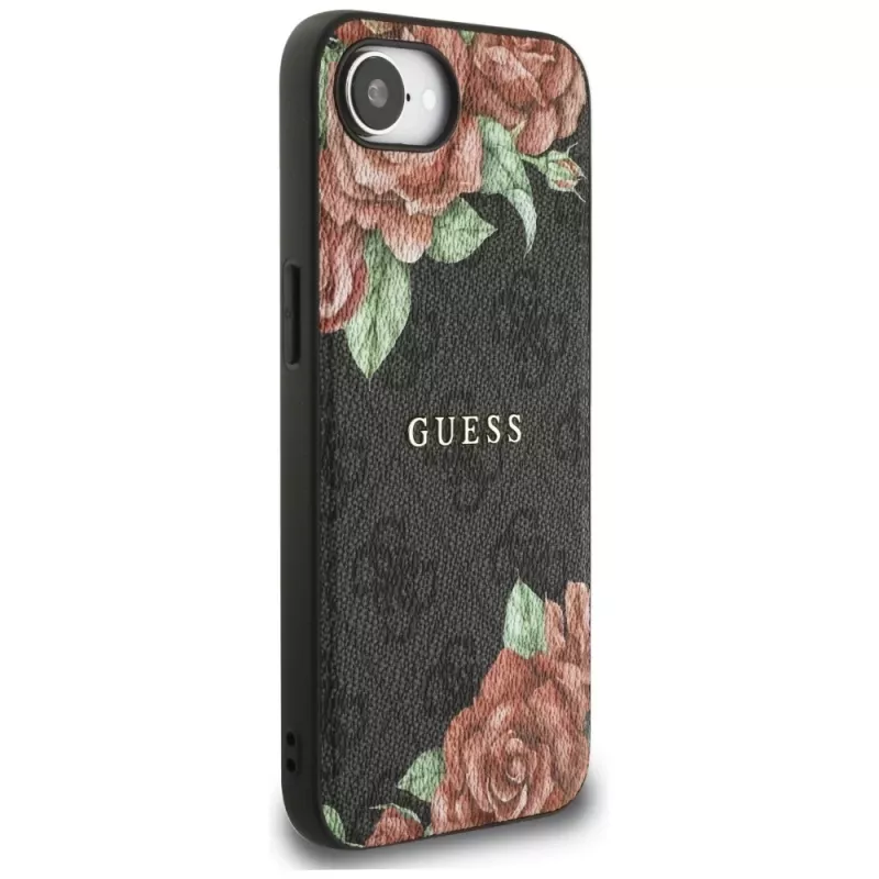 Guess 4G Flowers Print MagSafe Case for iPhone 16e / 17e Black