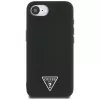 Guess Grained Triangle MagSafe Dėklas, skirtas iPhone 16e (Juodas)