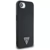 Guess Grained Triangle MagSafe Dėklas, skirtas iPhone 16e (Juodas)