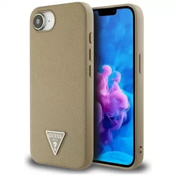 Guess Grained Triangle MagSafe Case, iPhone 16e (Brown)