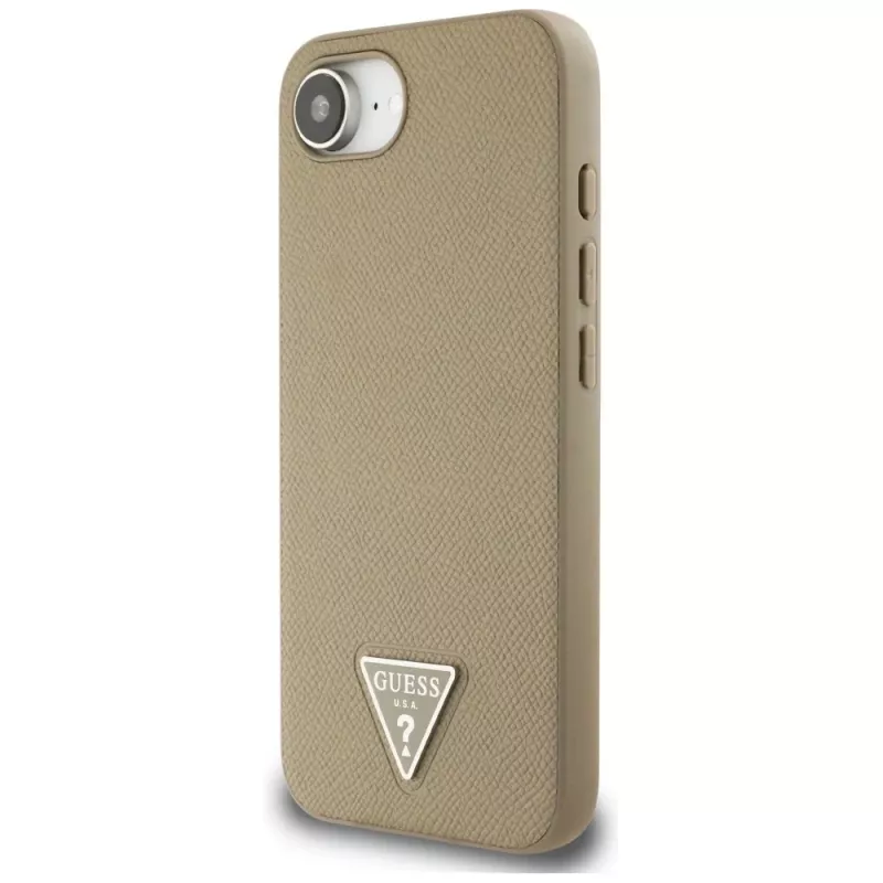 Guess Grained Triangle MagSafe Case, iPhone 16e (Brown)