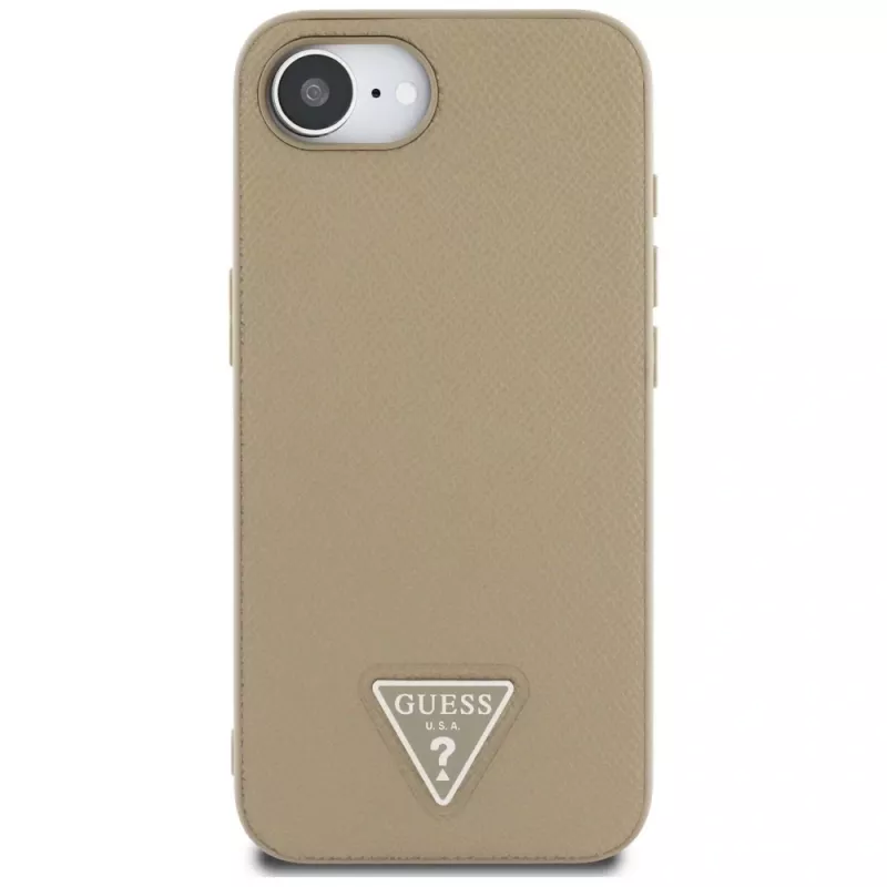 Guess Grained Triangle MagSafe Case, iPhone 16e (Brown)