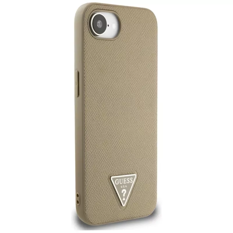 Guess Grained Triangle MagSafe Case, iPhone 16e (Brown)