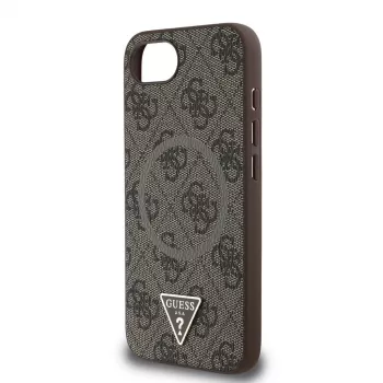 Guess 4G Ring Triangle Logo MagSafe Dėklas, skirtas iPhone 16e (Ruda spalva)