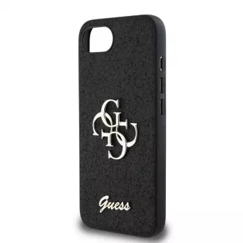 Guess Fixed Glitter Big 4G Dėklas, skirtas iPhone 16e (Juodas)