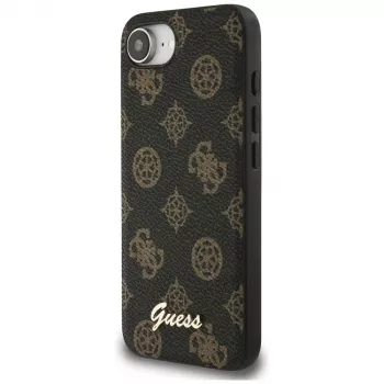 Guess Peony Script Logo MagSafe Dėklas, skirtas Apple iPhone 16e / 17e, Juodas