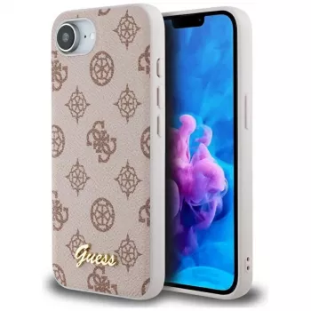 Guess Peony Script Logo MagSafe Dėklas, skirtas iPhone 16e / 17e, Rudas