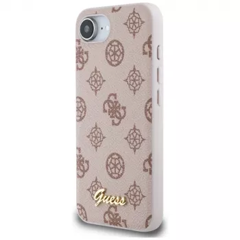 Guess Peony Script Logo MagSafe Dėklas, skirtas iPhone 16e / 17e, Rudas
