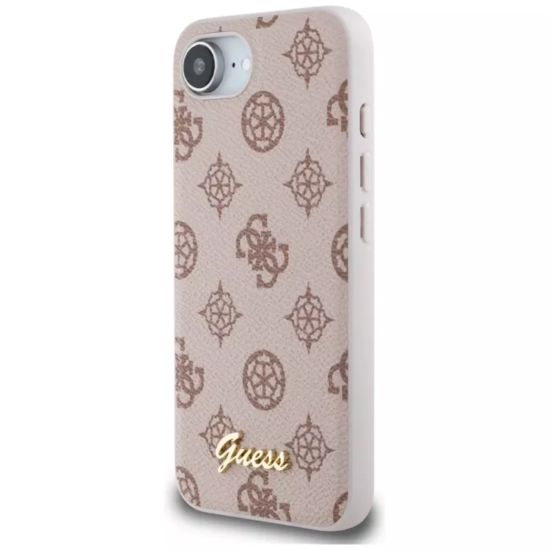 Guess Peony Script Logo MagSafe Dėklas, skirtas iPhone 16e / 17e, Rudas