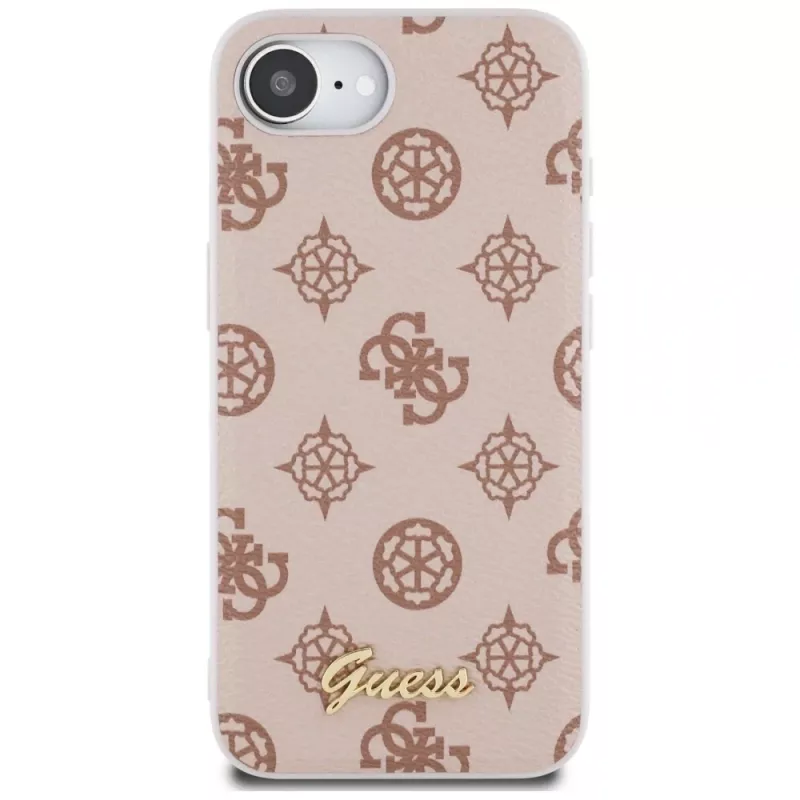 Guess Peony Script Logo MagSafe Dėklas, skirtas iPhone 16e / 17e, Rudas