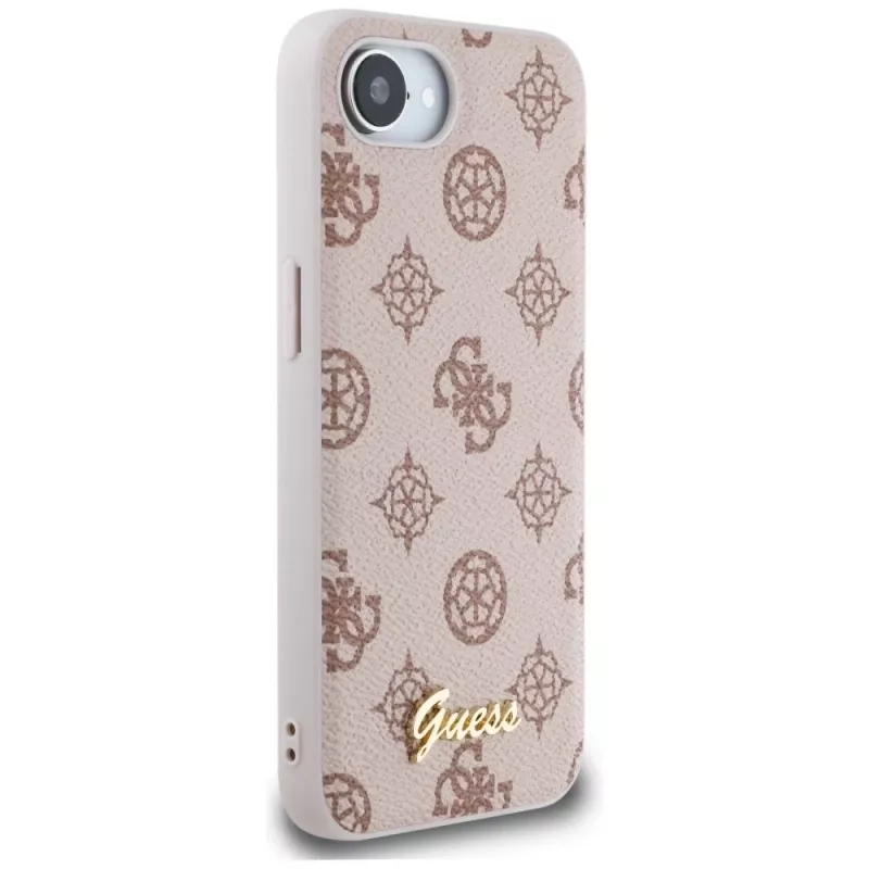 Guess Peony Script Logo MagSafe Dėklas, skirtas iPhone 16e / 17e, Rudas