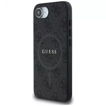 Guess 4G Ring Classic Logo MagSafe Dėklas, skirtas iPhone 16e (Juodas)