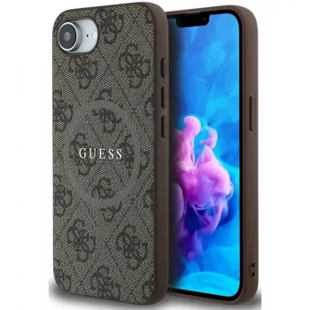 Guess 4G Ring Classic Logo Dėklas su MagSafe, skirtas Apple iPhone 16e (Ruda)