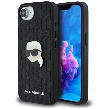 Karl Lagerfeld Monogram Karl Head Pin Case for iPhone 16e / 17e, Black