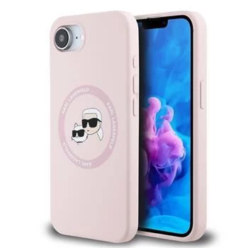 Karl Lagerfeld Silicone Karl & Choupette Heads MagSafe Case for iPhone 16e / 17e Pink