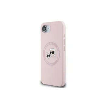 Karl Lagerfeld Silicone Karl & Choupette Heads MagSafe Case for iPhone 16e / 17e Pink